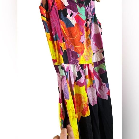 Cynthia Rowley Black & Multicolored Floral Sleeveless Dress Size 2 - Picture 4 of 6